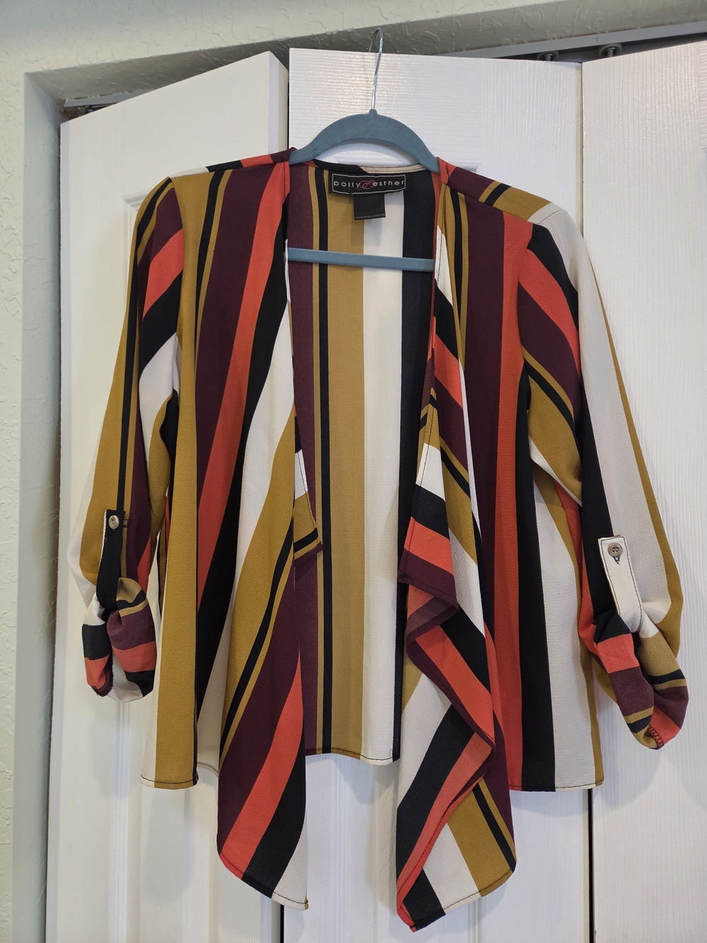 Polly & Esther Striped Open Front Cardigan - Multi